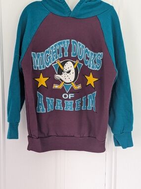 NHL Mighty Ducks Youth Pullover Hoodie Teal & Plum